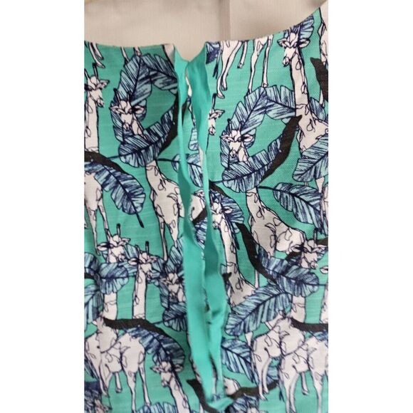 TALBOTS women sz 10‎ sheath shift Giraffes zoo print teal cotton dress - Picture 6 of 7